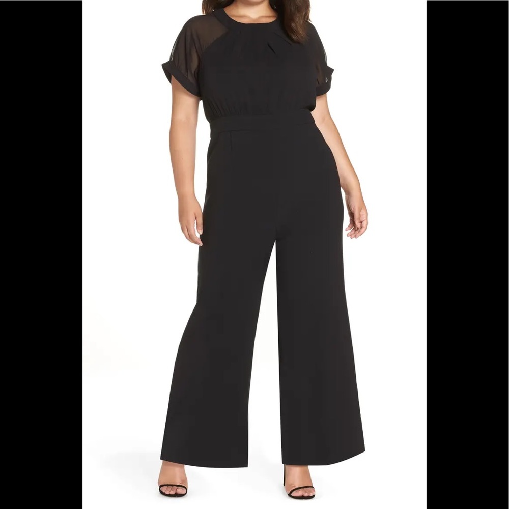 VINCE CAMUTO Chiffon Sleeve Crepe Jumpsuit